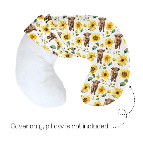 Miniatura 2 de HawSkgFub Highland - Funda de almohada de lactancia con diseño de girasol y vaca para bebé, diseño de animales de granja occidental, Yak floral,
