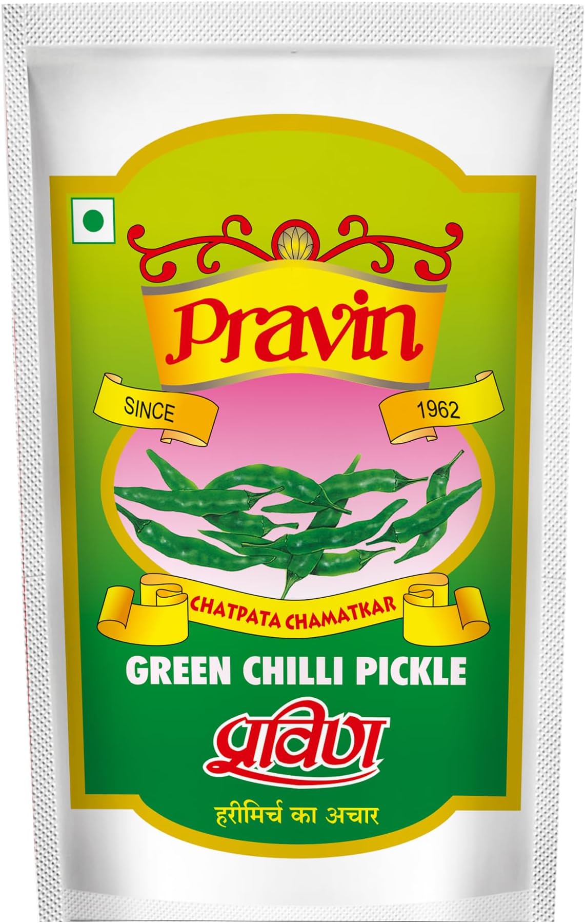 Pravin Pickles Green Chilli Pickle 200g Pouch - Pack of 4