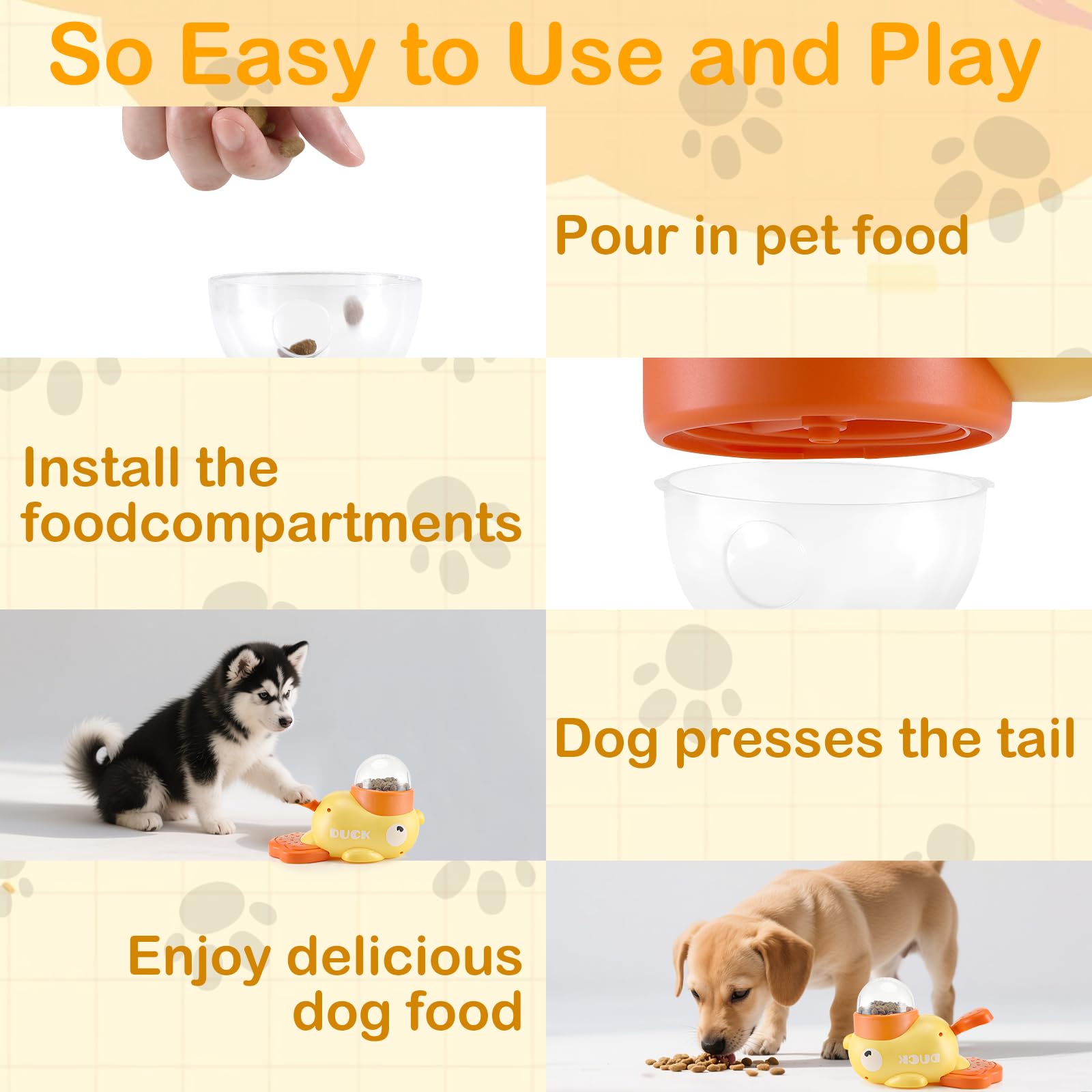Dispenser Crocchette Cane Forma di Anatra, Giochi Interattivi per Dispenser Crocchette Cane Forma di Anatra, Giochi Interattivi per