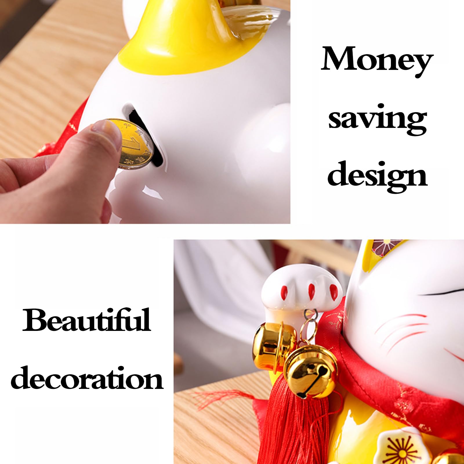 Gato De Suerte De CeráMica,Gato De Fortuna Chino DecoracióN,Adorno De Gato De Bienvenida,No Se Necesitan Pilas Ni Enchufes,Adecuado para Interiores,AutomóVil