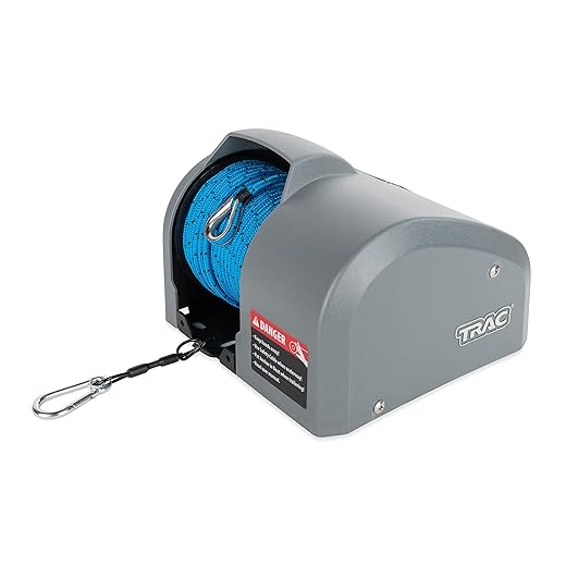 TRAC-Outdoor Products Angler 30 AutoDeploy-G3 Electric Anchor Winch - Anchors Up to 30 lb. - Includes 100-feet of Pre-Wound Anchor Rope with Use (69004), Gray, Normal
