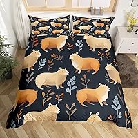 Vista 1 de Capybara - Funda de edredón tamaño matrimonial, funda de edredón divertida 3D de Capibara para niños, funda de edredón Kawaii ratón, animales