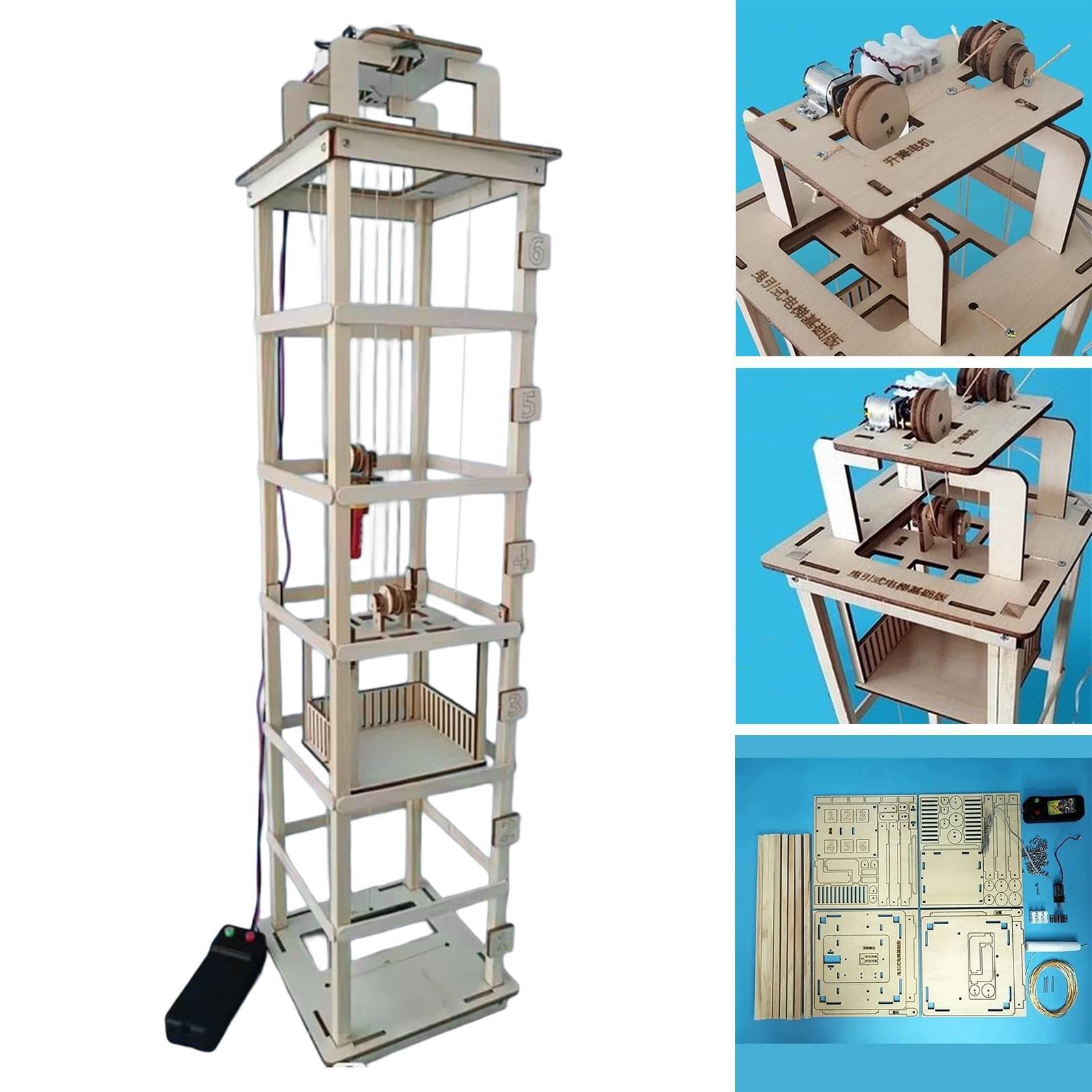 Perfeclan Kit de experimentos científicos de Madera con Modelo de Ascensor, Kit de construcción Educativo para autoensamblaje para niños de 5 a 8 años, Regalo