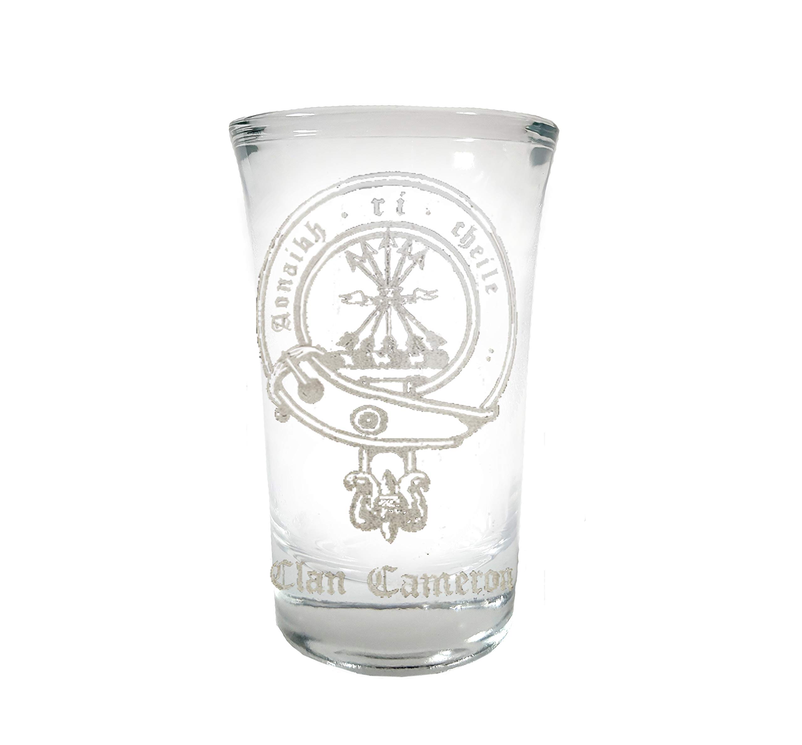 Cameron Scottish Family Clan Crest Shot Glass, Set of 6 - Free Personalized Engraving