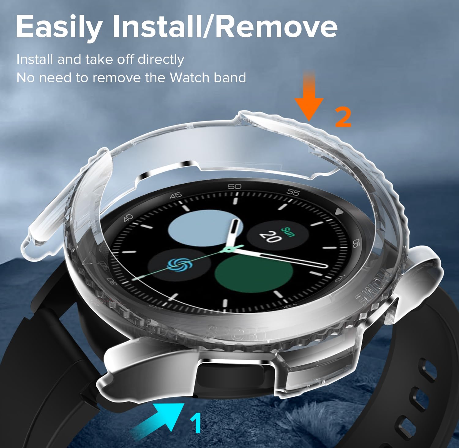 ivoler 3 Pack Hard PC Case do Samsung Galaxy Watch 4 Classic 46mm, [Ochrona wojskowa] Odporne na wstrząsy etui ochronne Ultra cienkie etui odporne na zarysowania, 2 przezroczyste + 1 czarne