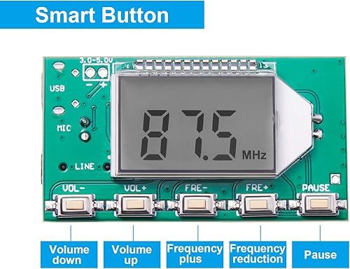 Miniatura 4 de Módulo transmisor FM digital de 2 piezas transmisor FM estéreo DSP PLL 76.0-108.0MHz modulación de frecuencia estéreo con pantalla LCD