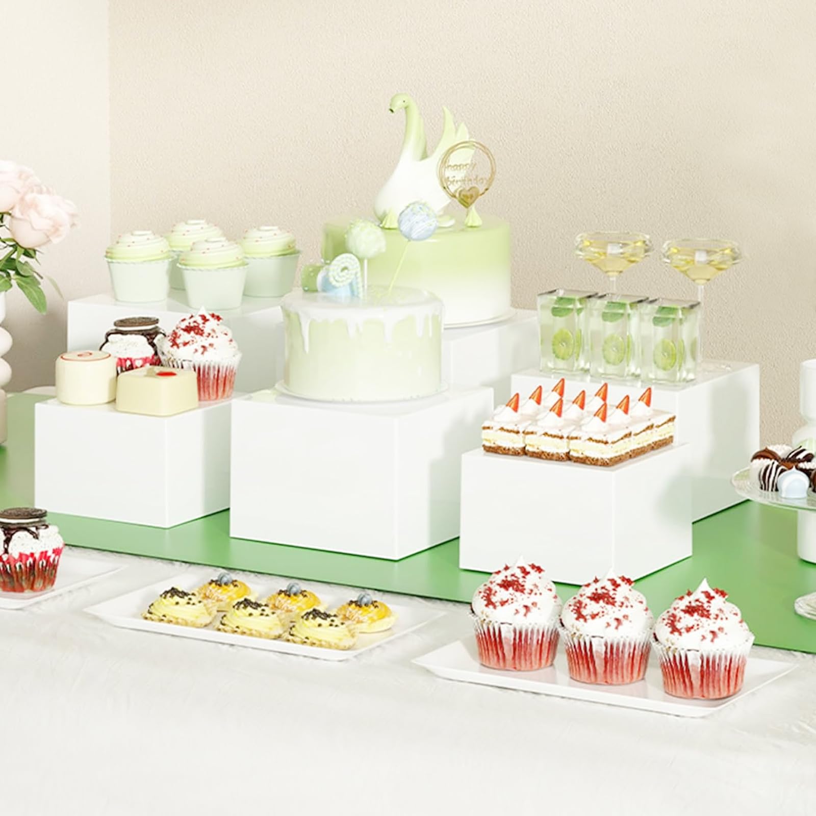 Presentoir A Gateau Blanc,Presentoir Aperitif Buffet,PréSentoir Buffet Traiteur Mariage,Lot De 6 Supports De Buffet Pour Desserts, PréSentoirs De Table, PréSentoirs De Cubes Pour Aliments