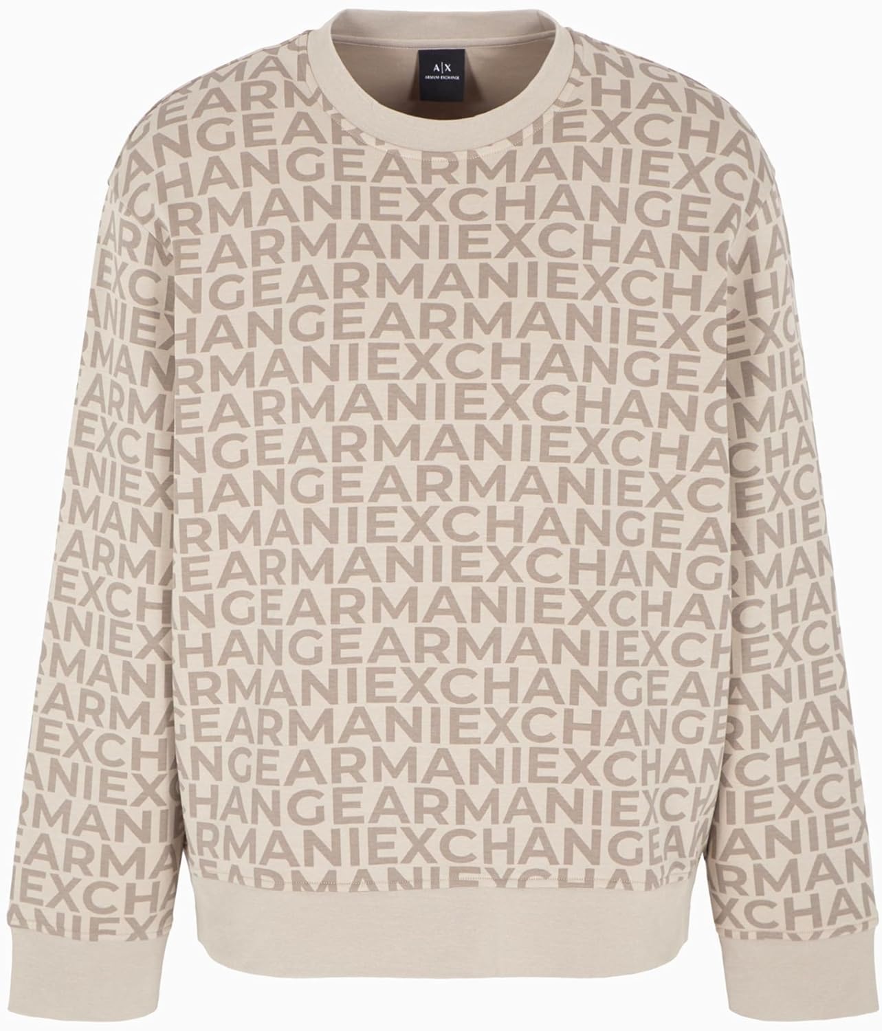Armani Exchange mens All Over Logo Stretch Bonded Cotton Crewneck Sweatshirt - Image 3