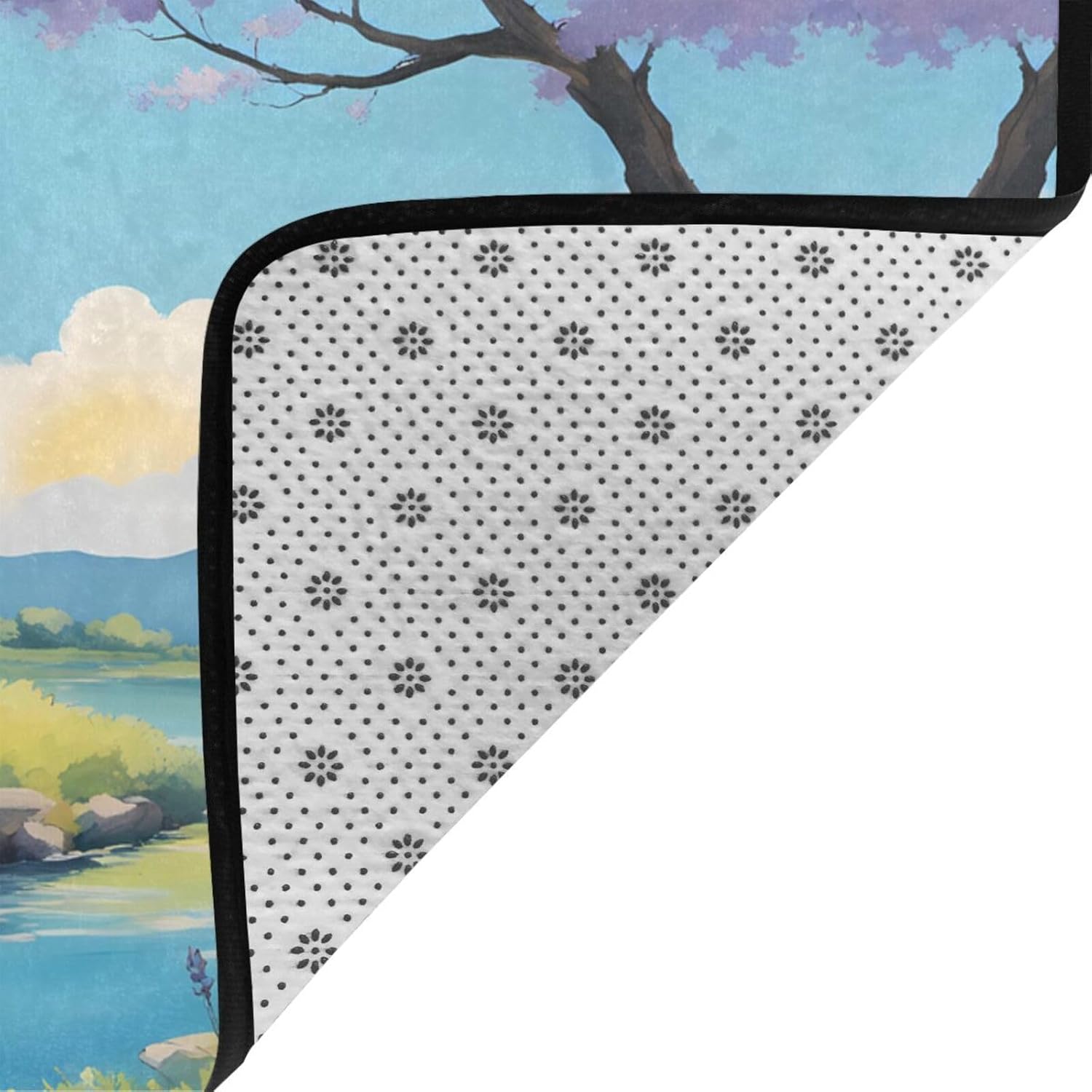 Beautiful River Windmill Printed Flannel Floor mat 80x58 inches for Bedroom, Living Room, Study Room Decorative Carpet