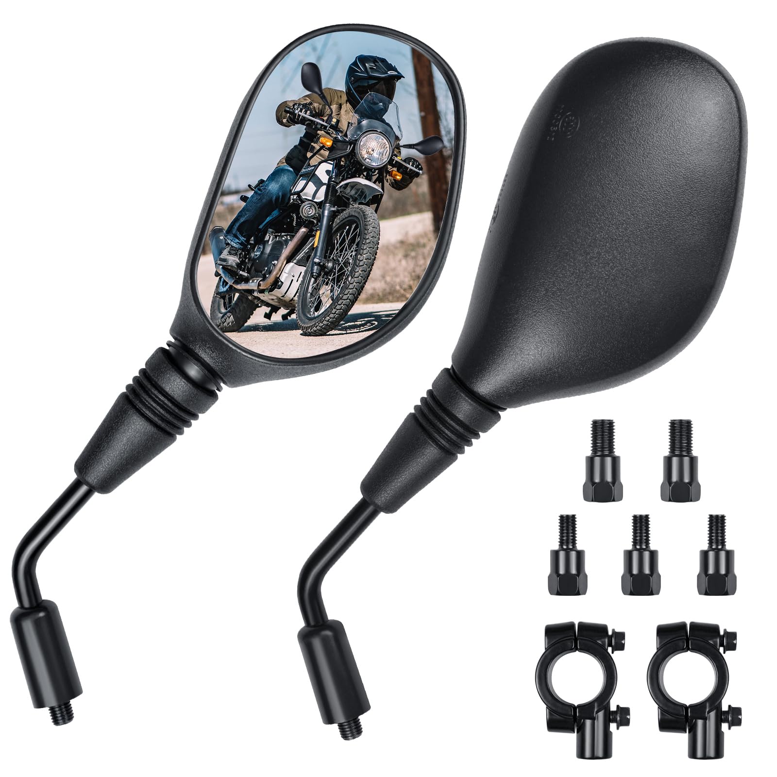 Zestaw lusterek motocyklowych M8 M10 z gwintem prawym i lewym, 2 sztuki, kompatybilne ze skuterem, skuterem, ATV, motorowerem, rowerem elektrycznym, 2 szt