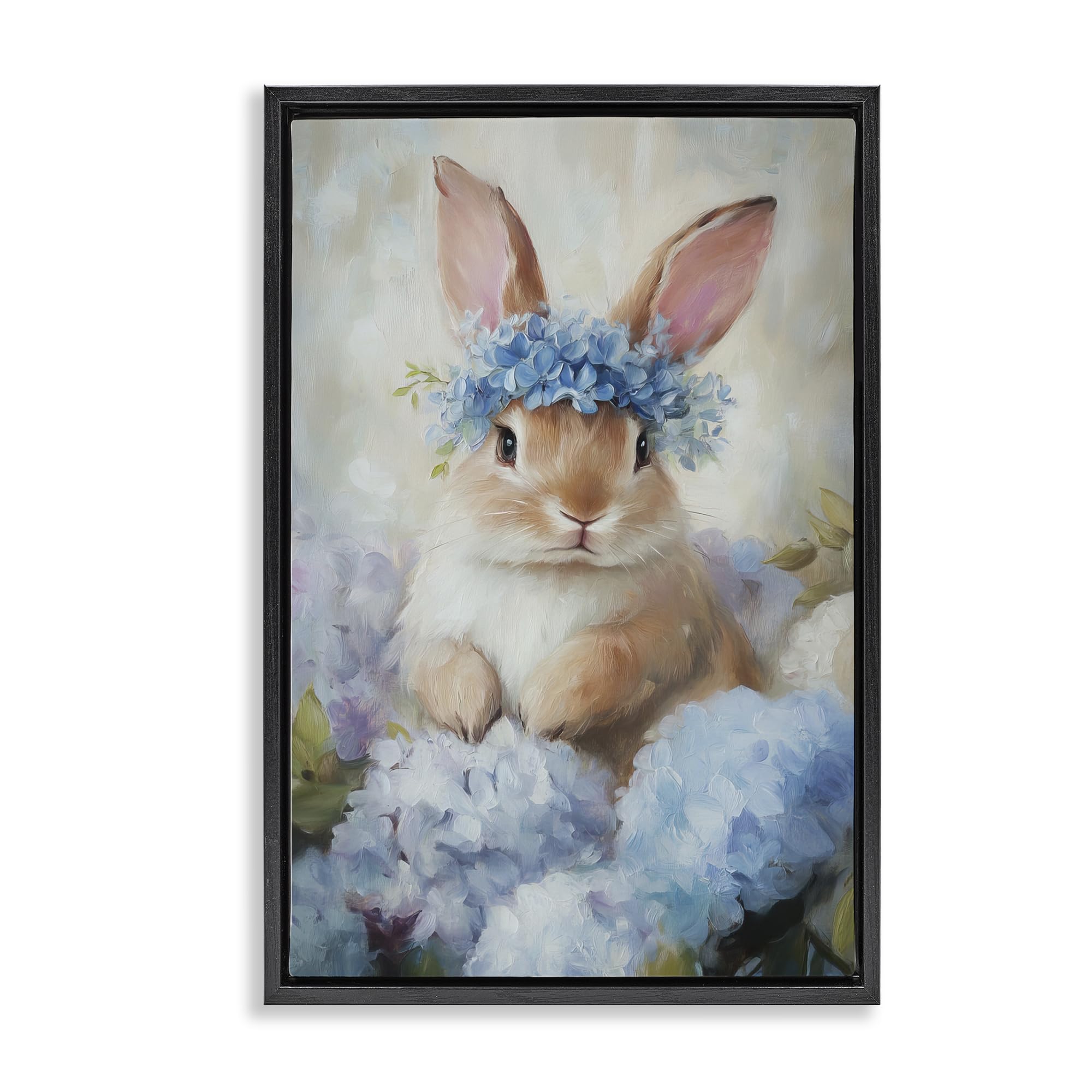 Stupell Industries 'Bunny In The Blossoms', Floating Frame Canvas Art, Black, 21 x 31 Inches, Easy to Hang and Sturdy, Made in USA, by Tina LeCour