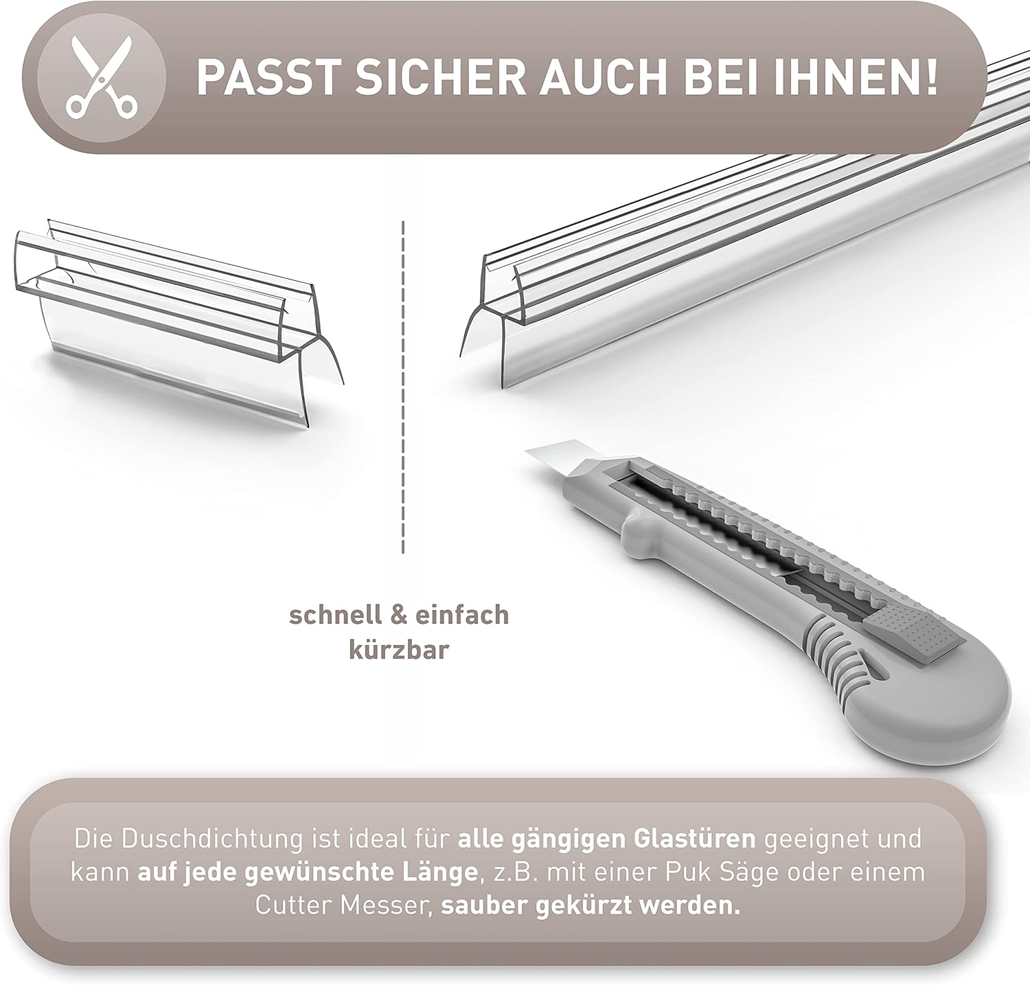 VENIBO Replacement Shower Seal for Attaching 80 cm Pack of 3 Ideal for