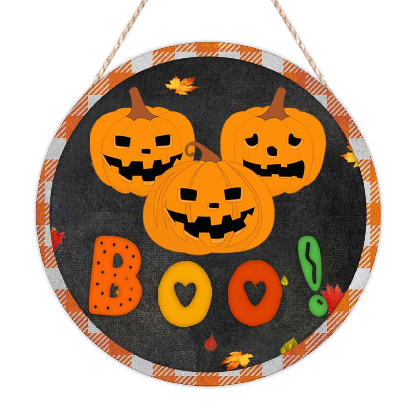 Plaque en bois minimaliste Halloween Boo avec finitions soignees pour la maison