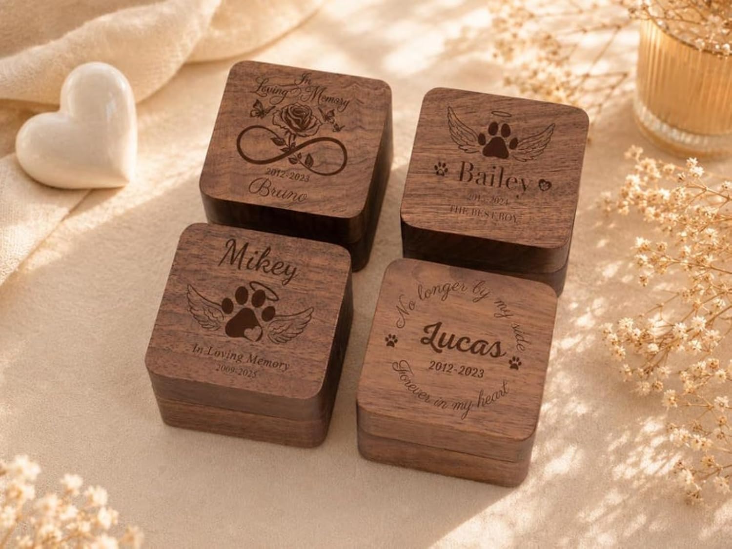 Personalized Pet Fur Keepsake Box with 1/2/3 Bottle,Custom Wooden Memorial Box with Photo&Text for Fur Hair Whiskers Urns,Pet Memorial Gift for Loss of Dog or Cat,Pets Sympathy Gift (Walnut,1/ Bottle) image 5