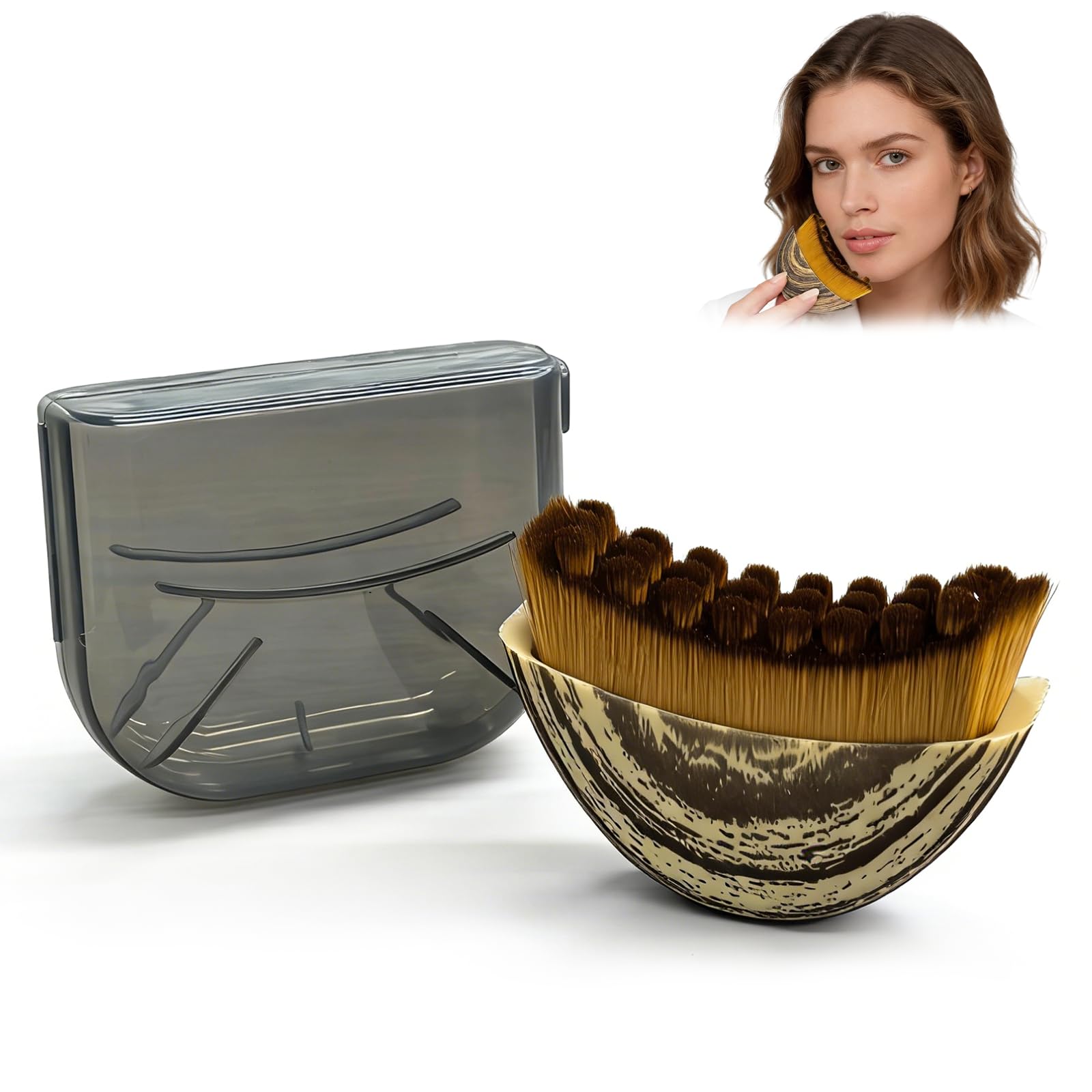 Spazzola per Contorno Linfatico, Pennello per Contorno Linfatico, Massaggiatore Linfatico per Viso, Spazzola Viso a Secco, Pennello Contouring Viso per Scolpire una Linea Della Mascella Perfetta