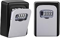 Vista 8 de Caja de bloqueo de llaves montada en pared, caja de bloqueo con combinación de 4 dígitos a prueba de intemperie para exteriores, caja de bloqueo