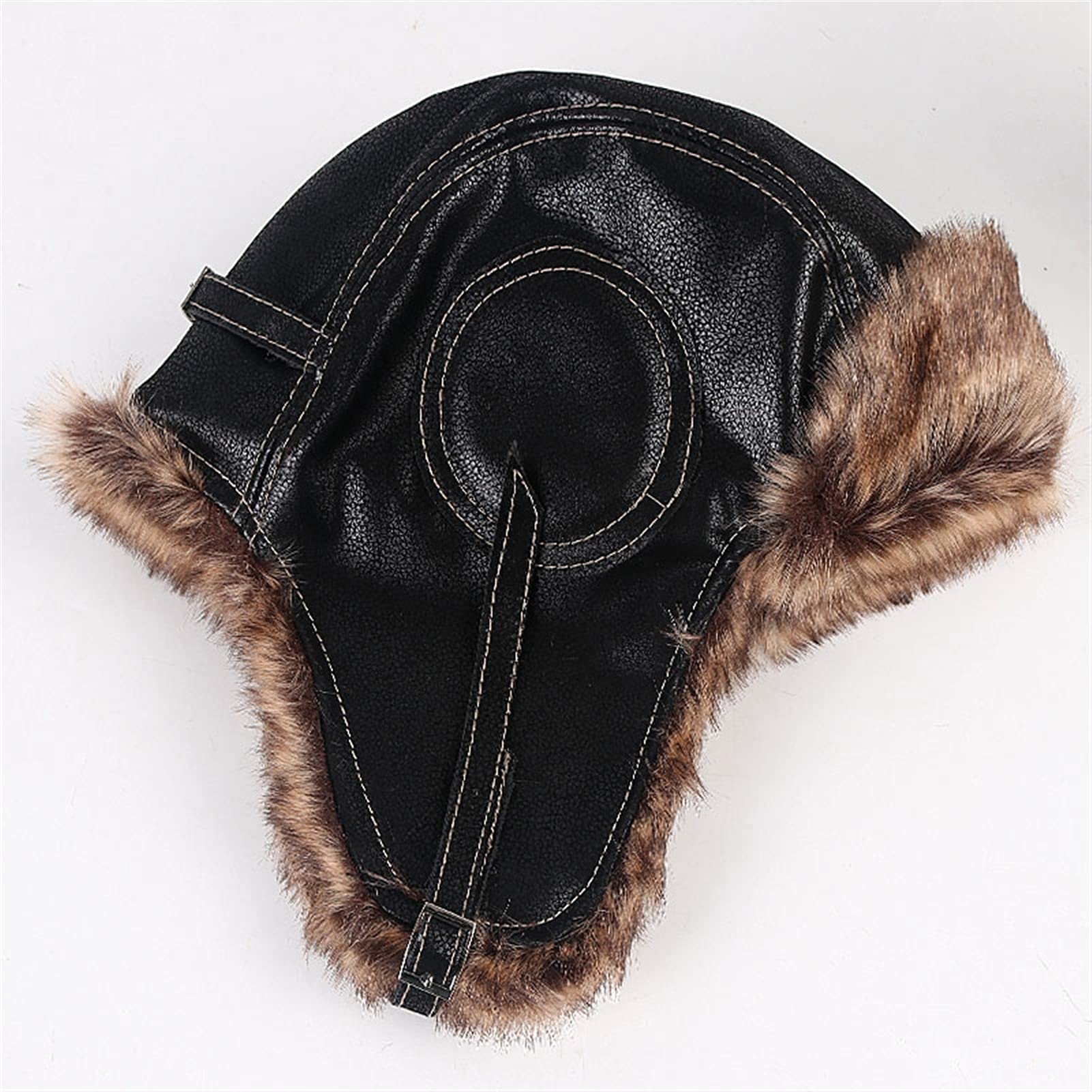 FENOKD Bomber Hats Hat Winter Hat Men Women Pilot Hat Faux Fur Earflap Snow Cap Ear Flaps Warm (Black L (57A58Cm))?Black-L (57a58cm)