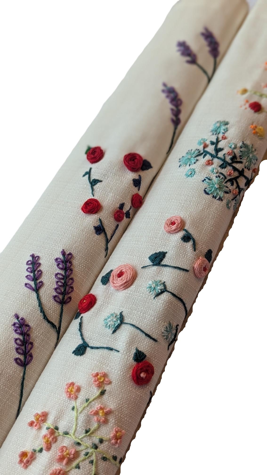 Juego de 2 servilletas de mesa bordadas a mano, diseño artesanal