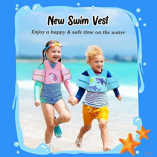 Miniatura 7 de MoKo Chaleco de natación para niños pequeños, banda para el brazo de natación, alas de natación de dibujos animados, chalecos flotadores para