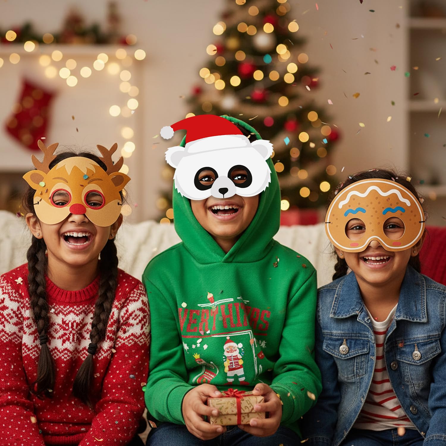 Party Propz Merry Christmas Mask - 20 Pcs, Masks for Kids | christmas accessories for kids | party mask | santa claus face | Santa Claus Decoration 3