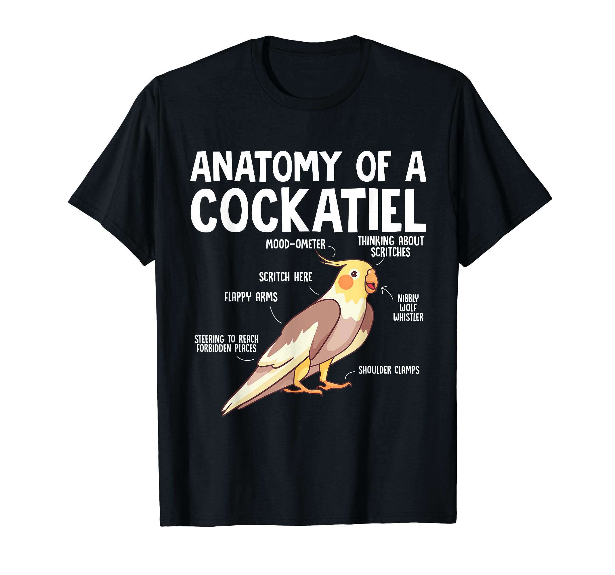 Cockatiel Parrot Bird Anatomy Of A Cockatiel T-Shirt