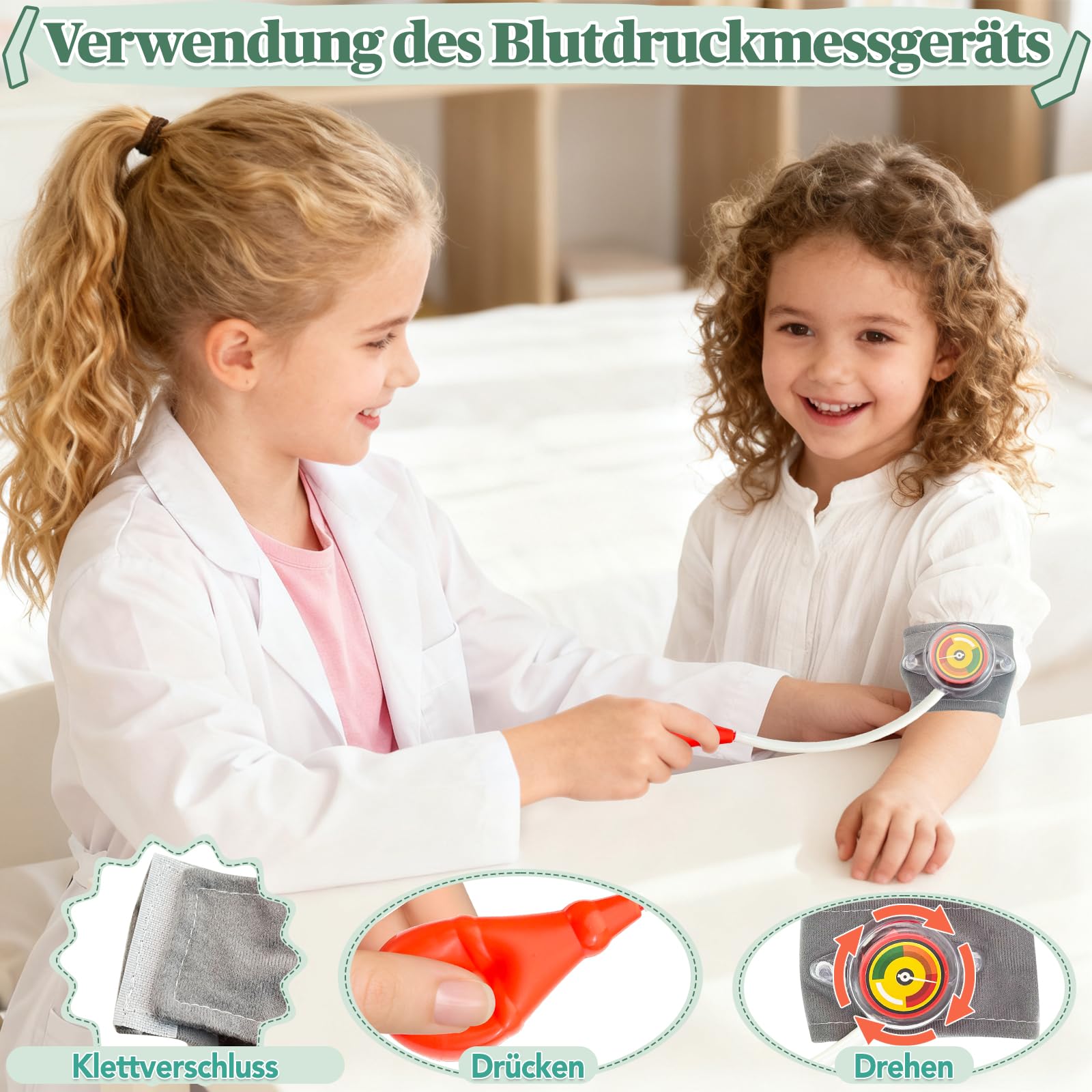 VBACALA Arztkoffer Kinder ab 3 Jahre 17-teiliges Doktorkoffer Set mit echtem Stethoskop, Spritze, Thermometer, Arzttasche , Zahnarzt Rollenspiel Spielzeug Geschenk für Jungen und Mädchen ab 3 Jahren
