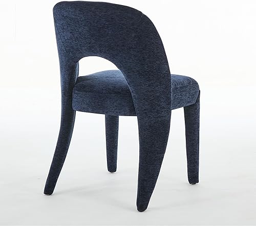Miniatura 7 de Set of 2 Dining Chairs with Hollowed-Out Backrest, Chenille Upholstered Desk Chair and Table & Chair Sets for Kitchen and Dining Room,Blue