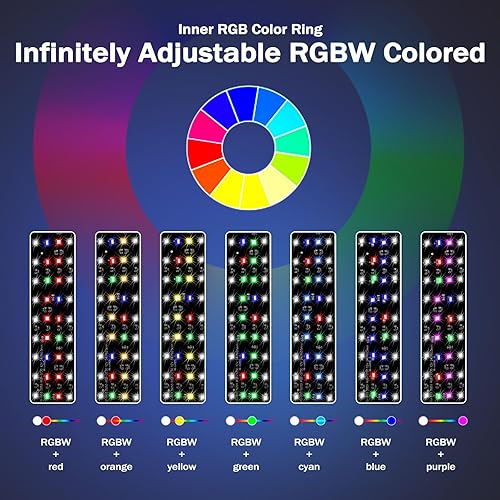 Miniatura 4 de AQQA Luz de acuario, luz de tanque de peces con control remoto, color de luz infinitamente ajustable, 10 brillos de luz, 2 luces de espectro