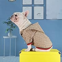 Vista 6 de Sudadera con capucha para perro Ropa de lujo para perros Chaqueta de invierno para cachorros Abrigo clásico de diseñador para mascotas Francés