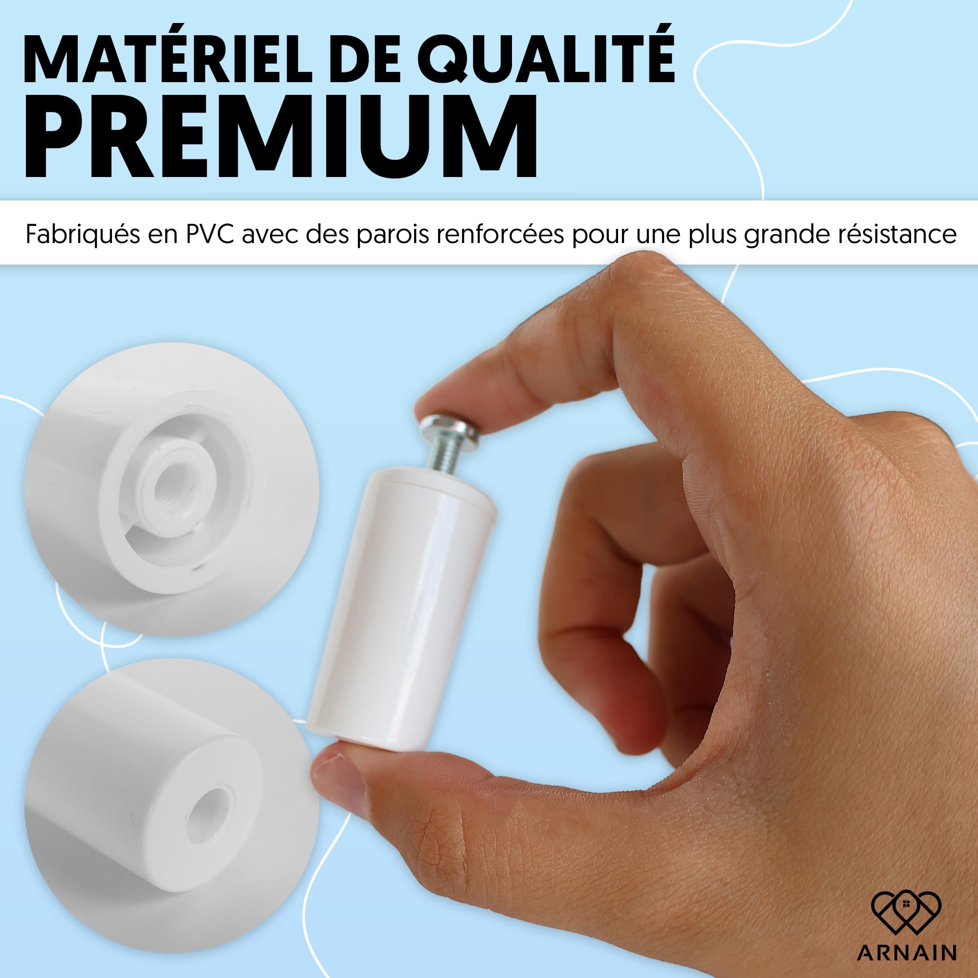 Butées volets roulants blanches 40 mm PVC - Arrêt de volet avec kit de montage