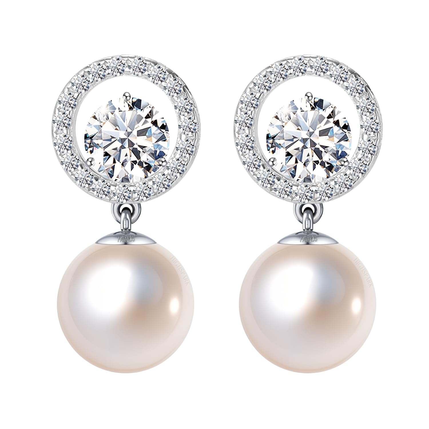 highspark 925 Silver Solitaire Pearl Earrings | 92.5 Sterling Silver & Brilliant Lustre Pearls | Lovely Gift for Women & Girls-picture-40