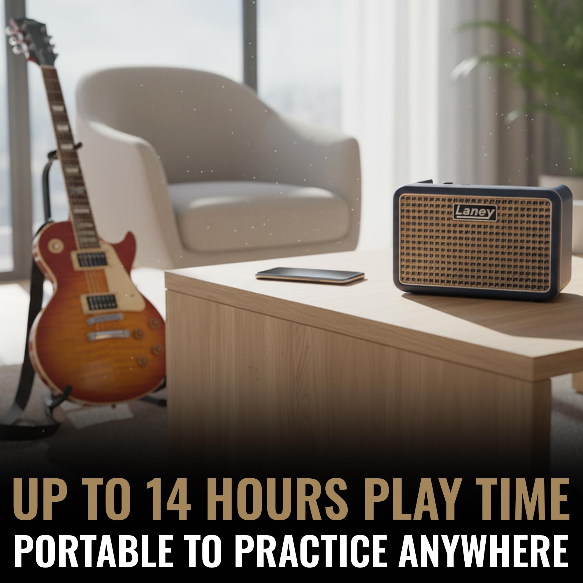 Laney Prism MINI Tragbarer Smart-Gitarrenverstärker, App-gesteuerter Übungsverstärker mit 100 Presets, 17 Amp-Modellen, 32 Effekten, integriertem Tuner, Drum Machine, 14 Stunden Akkulaufzeit – Blau