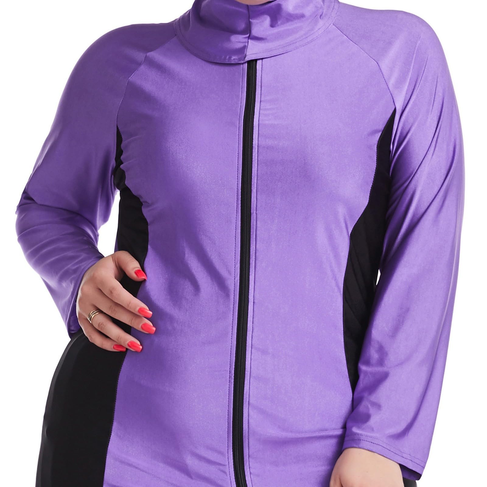 Generisch Vollständig bedeckender Badeanzug, locker sitzender Burkini mit Langen Ärmeln, Kapuze und Hose