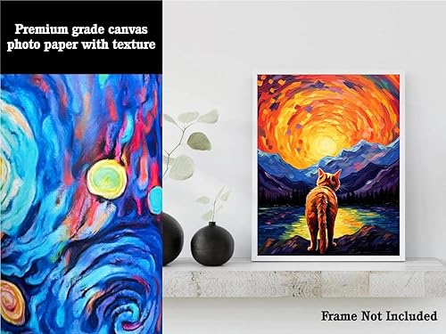 Miniatura 3 de Bestbuddy Pet 11x14 noche estrellada sin marco gato americano de pelo corto mirando más allá de las montañas meditación paz mascota familia pintura