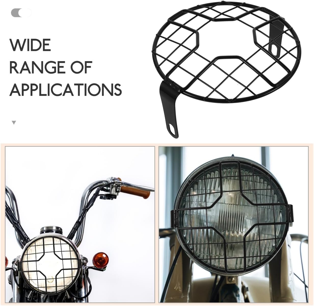 Headlight Cover Mesh Protector for Motorcycles Construction Easy Installation Compatible Multiple Models Offers against Debris and Hazards
