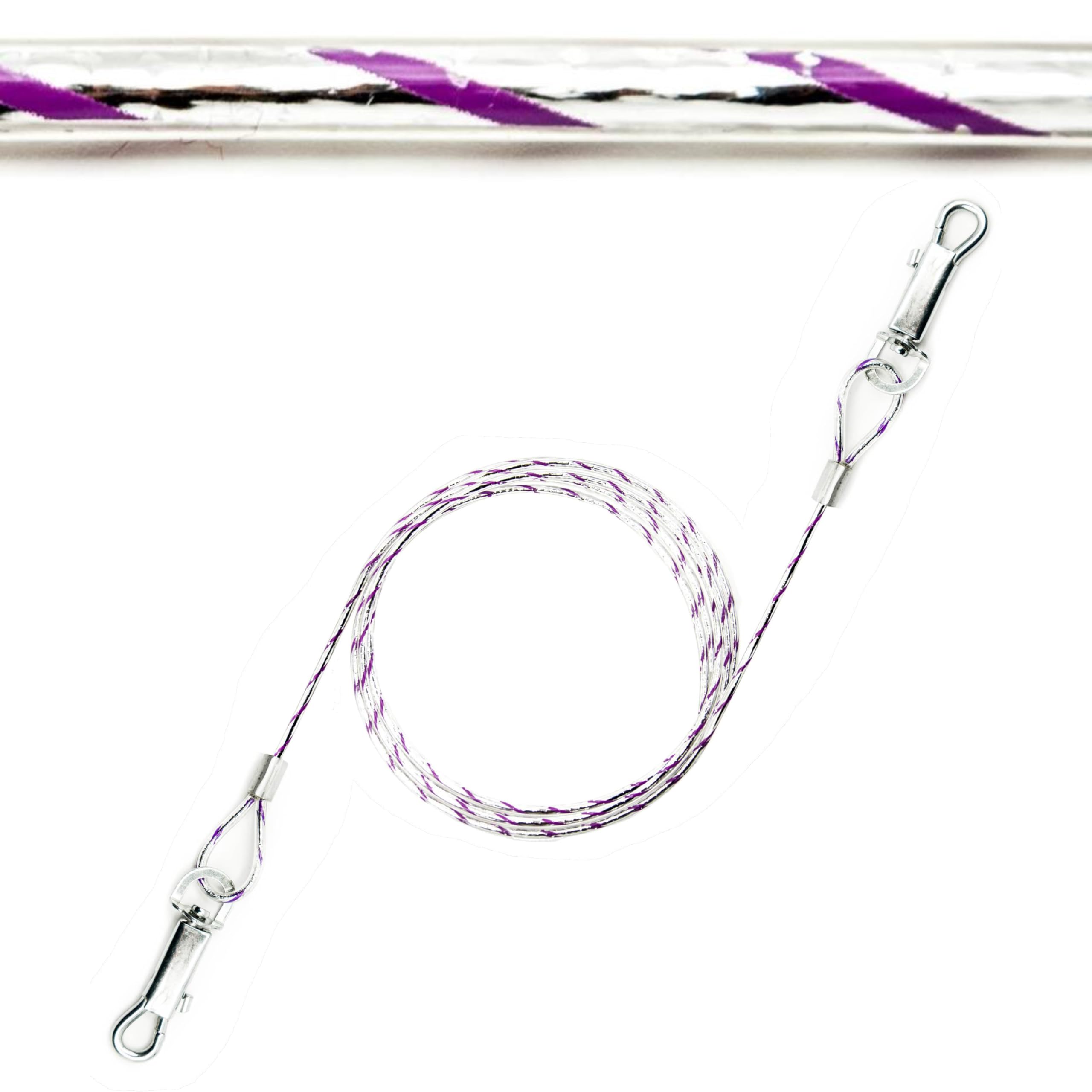 1x 1.5m Reflective Dog Tie Out Cables for Dogs, 3mm Thick, Heavy Duty, PVC Cover, Camping Accessories