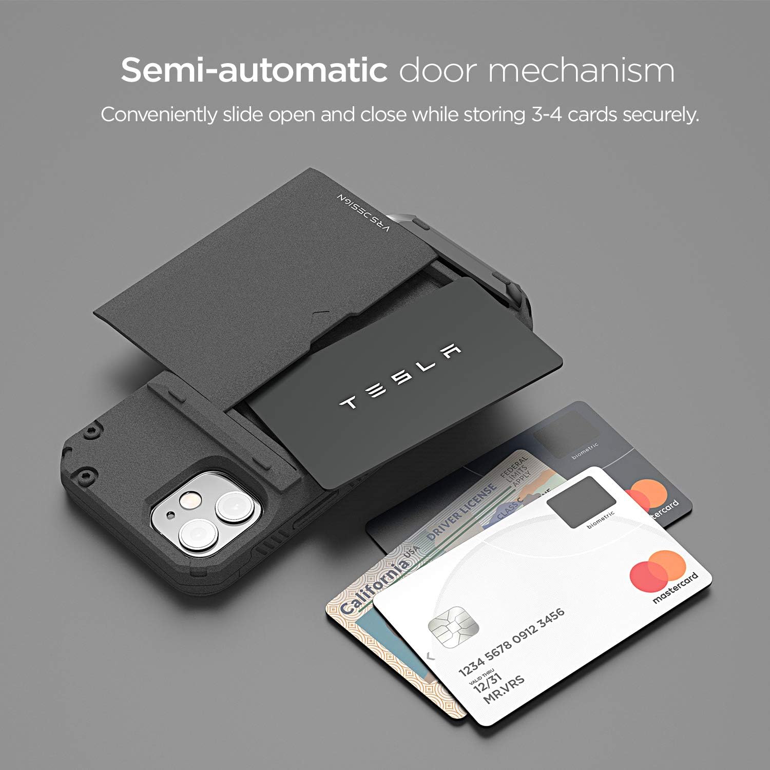 【VRS】 iPhone12 mini 対応 ケース カード 収納 3枚 耐衝撃 スマホケース 衝撃 吸収 背面 スライド 式 カードケース 付き ハード カバー タフ 頑丈 対衝撃 衝撃吸収 カード入れ 付 携帯ケース [ iPhone12 mini アイフォン12mini アイフォン12ミニ 対応 ] Damda Glide Pro サンドストーン