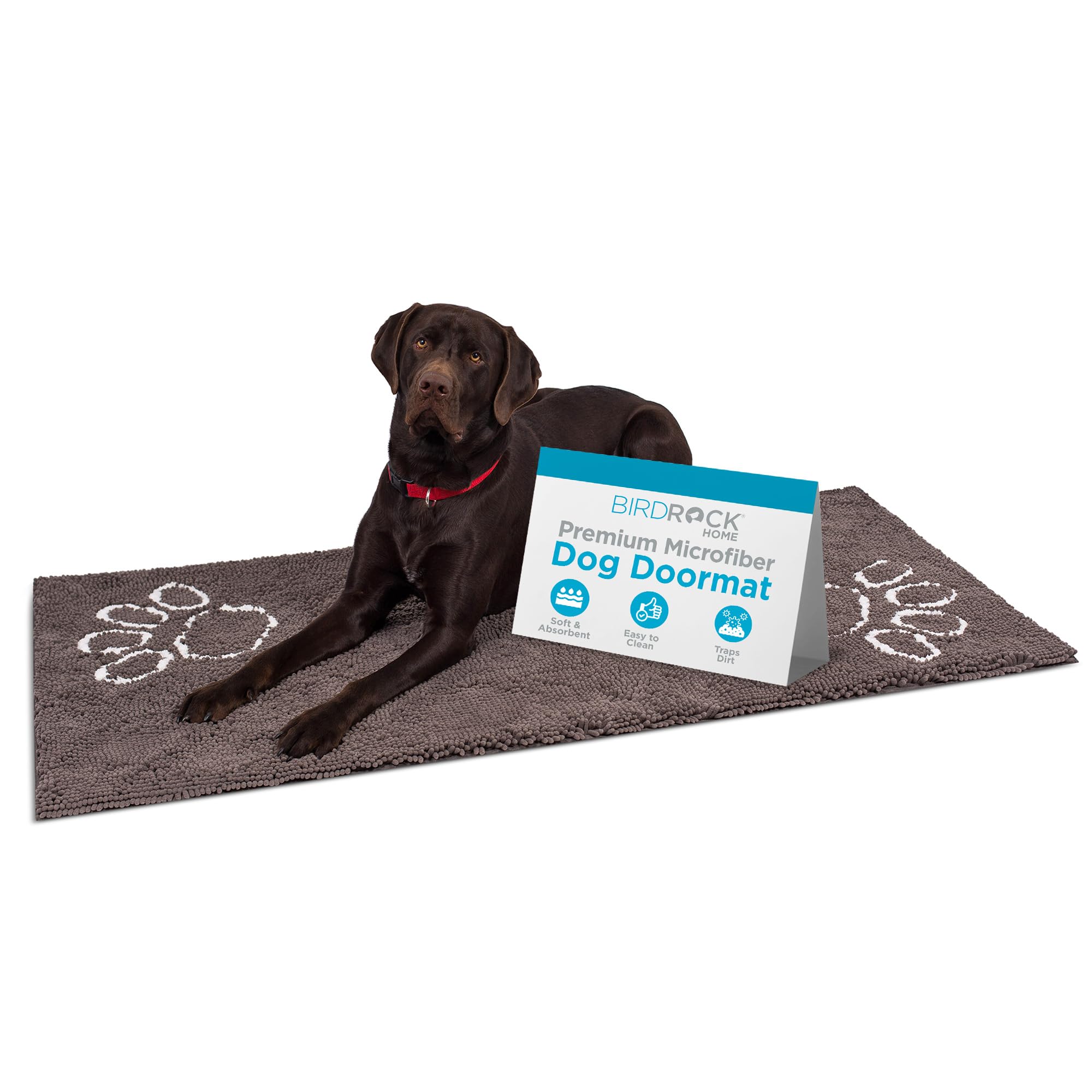Internet's Best Chenille Dog Doormat - 60 x 30 - Absorbent Surface - Non-Skid Bottom - Protects Floors - Grey