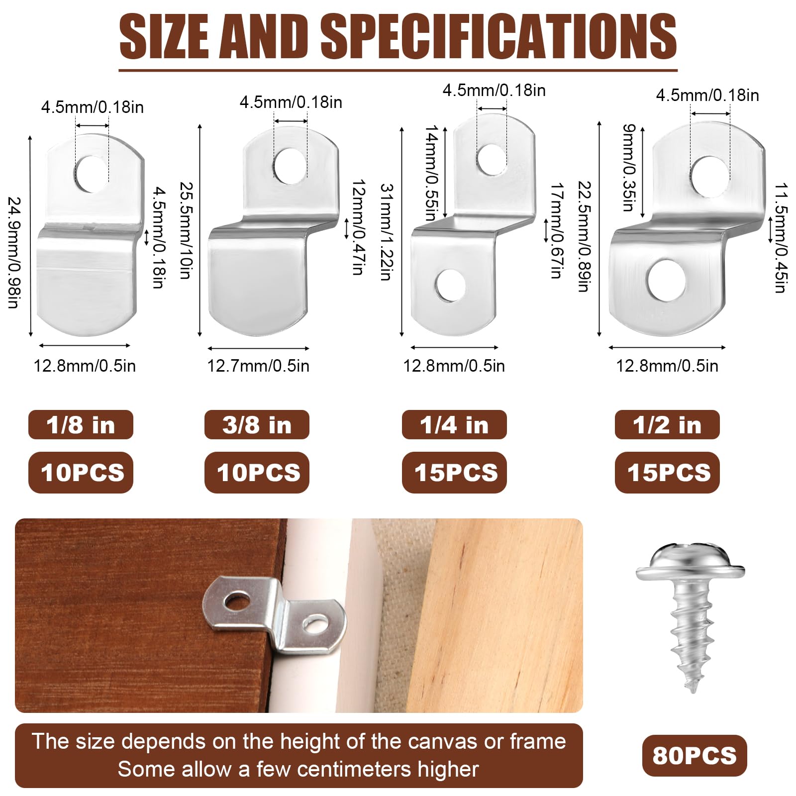 50pcs Offset Canvas Painting Mounting Clips with Metal Screws - Image 2