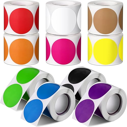 3000 unidades de calcomanías redondas de colores de 2 pulgadas, etiquetas de punto circulares de codificación de colores, etiquetas autoadhesivas de