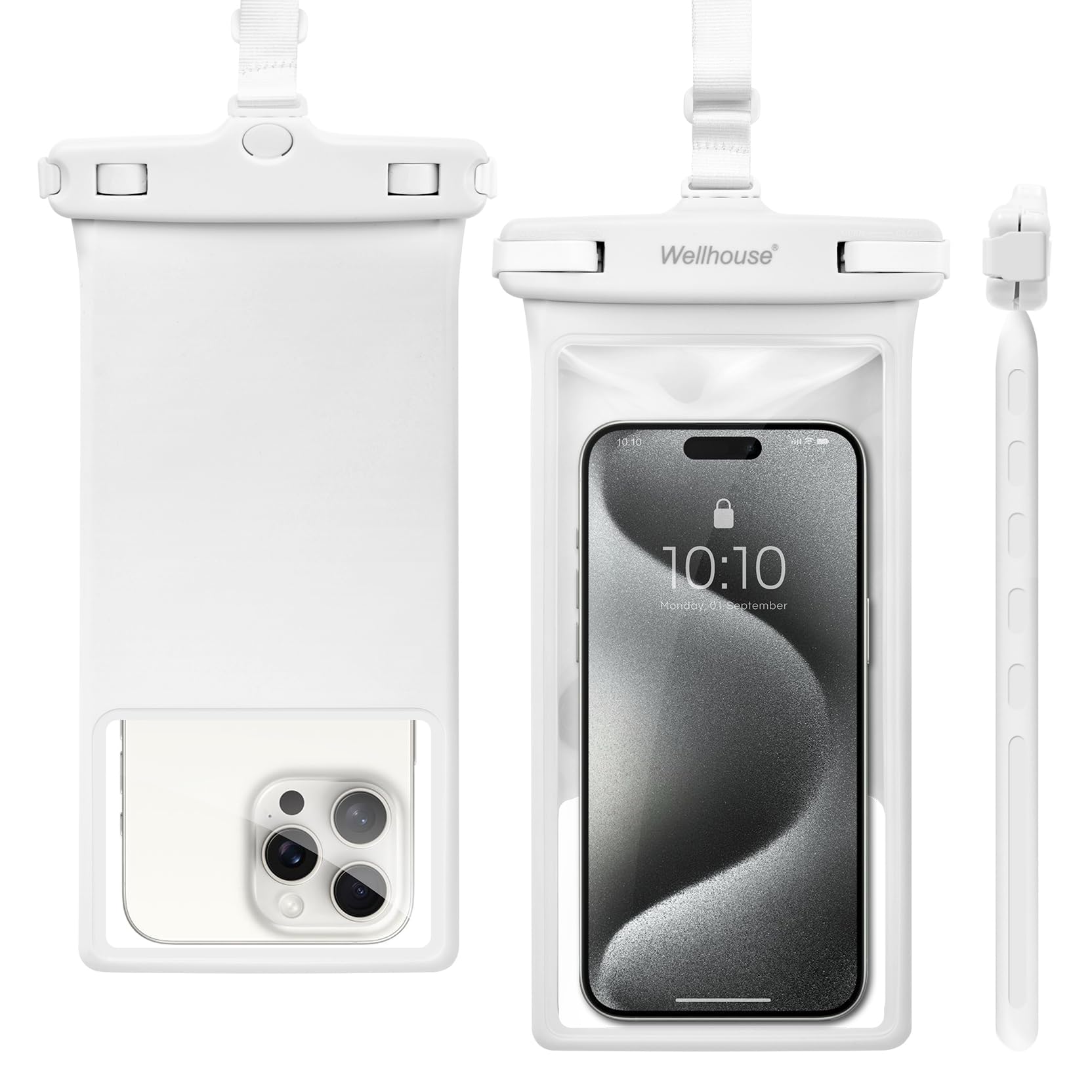 wellhouse Waterproof Phone Pouch, Waterproof Phone Case for iPhone 17 16 15 14 13 Pro Max XS Samsung, IPX8 3D Cellphone Dry Bag Beach Essentials (1