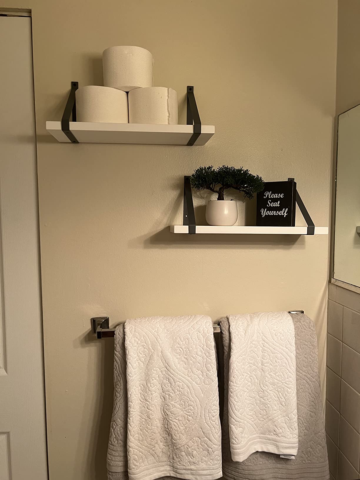 6/mo Finance Labcosi White Floating Shelves for Bathroom, Living