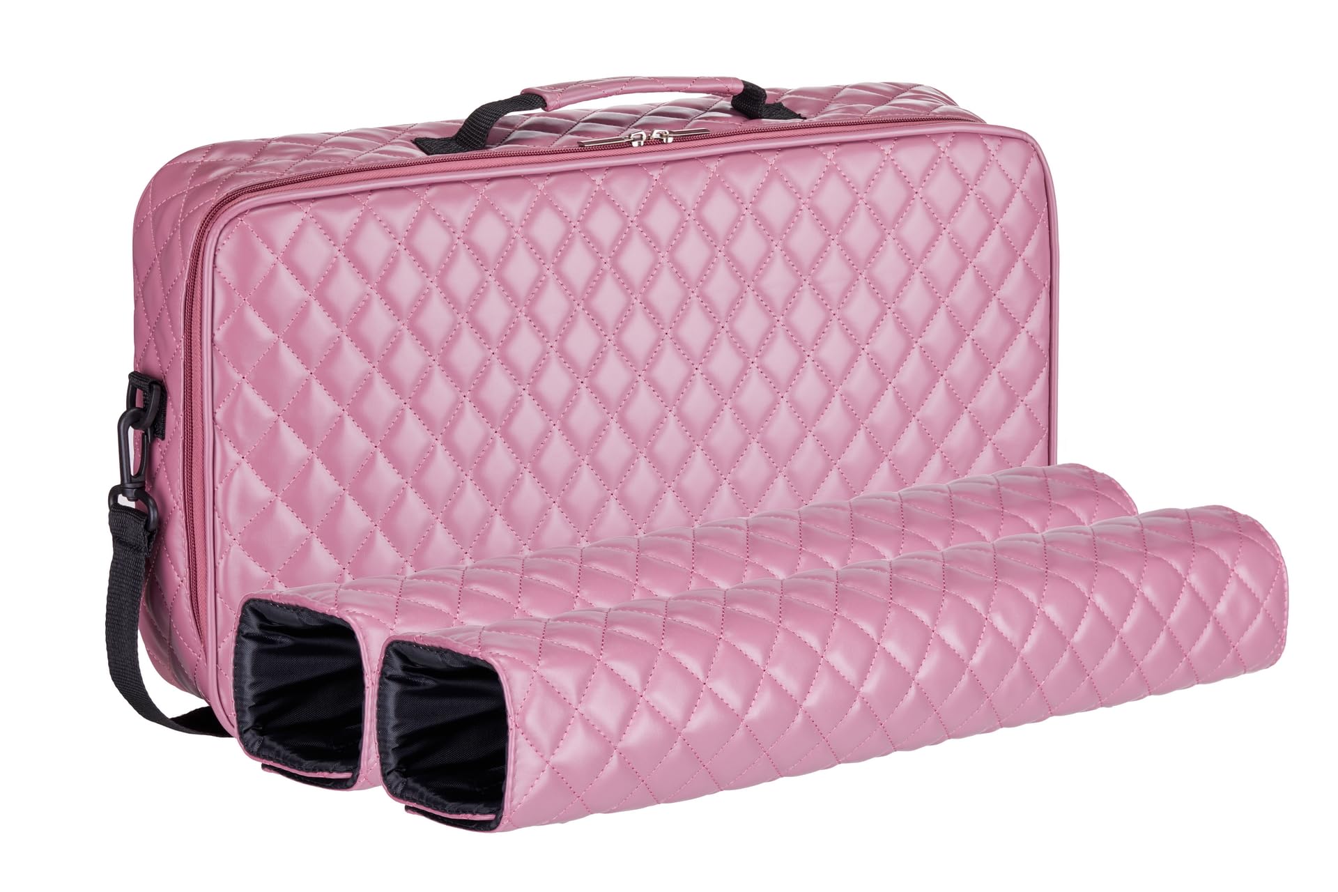 C&H Solutions “Purple Pink”Elegant Quilted PU Leather Mahjong Carrying Bag with Zippered Storage Pocket, Durable Handles, and Adjustable Shoulder