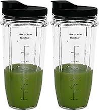 2 Packs Replacement 32OZ Cups With Spout Lids,950ML(32oz) Measuring Scale Cup Mug, FIT FOR ALL Nutri Ninja Pro and Nutri N...