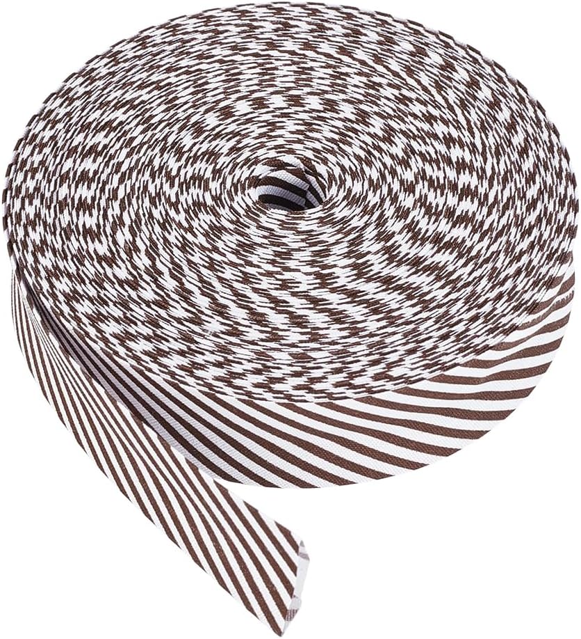 WEBEEDY 20m Chocolate Stripes Double Fold Bias Tape for Quilting 2cm/0.8inch Wide Polyester Velvet Binding Tape for Quilt Binding Blanket Clothes Hemming Sewing Projects