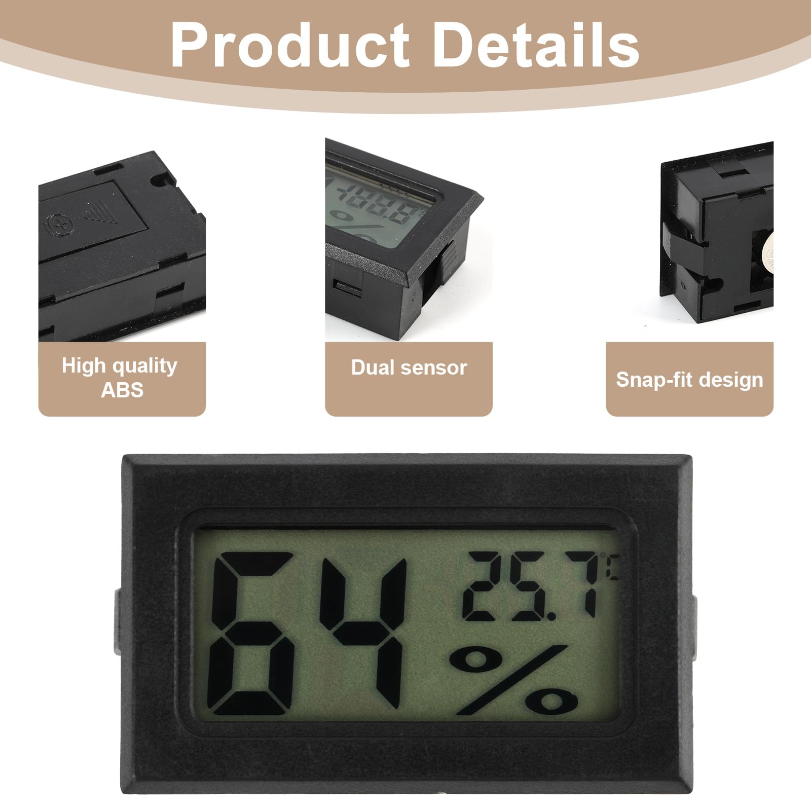 Mini-Thermometer, Hygrometer, digital, LCD, Thermoanzeige, tragbar, Messung von Temperatur und Feuchtigkeit -50 ℃ bis 70 ℃ 10 % -99 % RH, für Haus, Büro, Gewächshaus, Weinkeller, Inkubator, Reptilien