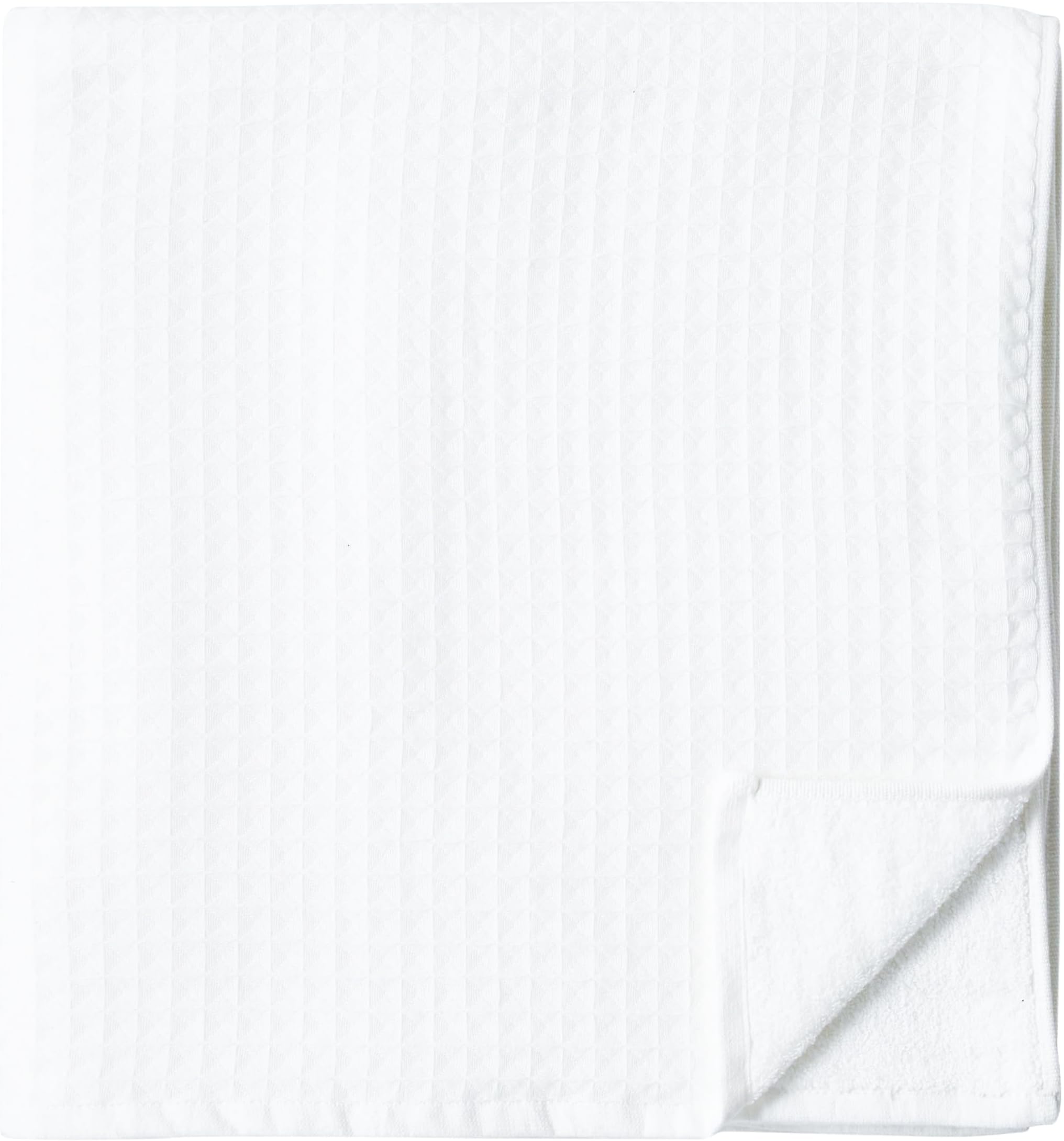 UCHINO Waffle Twist Cotton Weave Bath Towel for Bathroom Lightweight Absorbent Quick Dry Honeycomb Texture Solid Terry Loop Reverse 30" x 60", 1 Bath Towel, White
