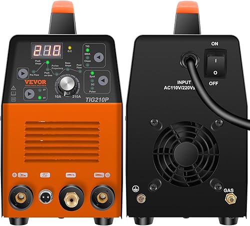Miniatura 10 de VEVOR Soldador TIG de 210 amperios, soldador 3 en 1 TIG, 110220 V HF de doble voltaje TIGStickClean máquina de soldadura con pulso, inversor IGBT y