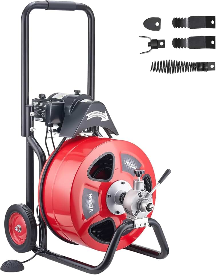 VEVOR Drain Cleaner Machine 100 FT x 3/4 Inch Auto Feed Sewer Snake Auger