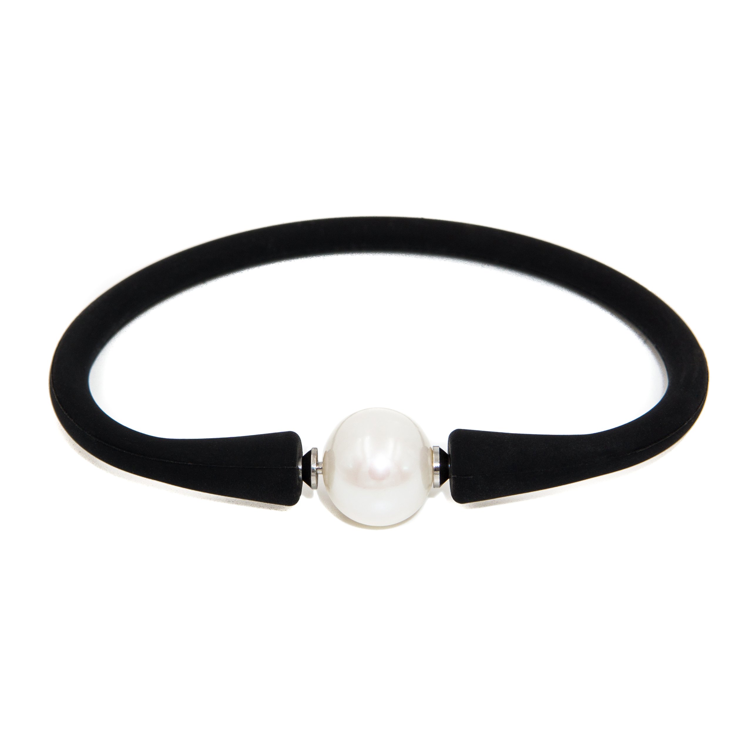 Secret & You Perlenarmband - Süßwasser-Zuchtperle 10,5 bis 11 mm und System zum Ändern der Perle mit einer anderen Farbe der eine oder andere Gem - Flexible Indian Rubber Band.